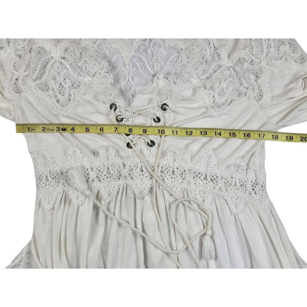 Womens Pol White Tunic Top Size Small Victorian Romantic Flowy Shirt Blouse - Picture 3 of 6